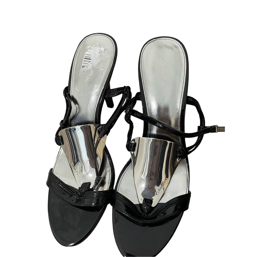 Calvin Klein Open Toe Strappy Rebel Heels SZ 8.5 Business Event Cocktail Elegant